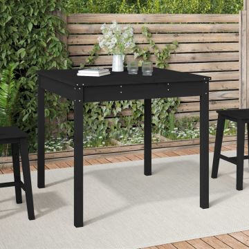 vidaXL Măsuță de grădină, negru, 82,5x82,5x76 cm, lemn masiv de pin