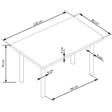 Masa Adonis 2 mdf stejar - L120xl80xh76 cm