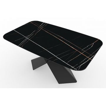 Masa extensibila Avangard II Ceramic Noir Laurent negru/negru mat - L160-240 cm