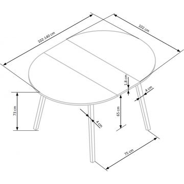 Masa extensibilă Ruben stejar – L102-142 x l102 x h73 cm