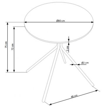 Masa rotunda Fondi alb – ø80 / h75 cm