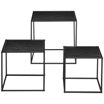 Masute Suprapuse HOMCOM, Set de 3 Masute Suprapuse, Mese Laterale de Canapea Stivuibile, Negru | Aosom RO