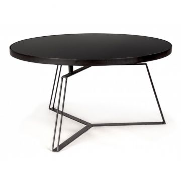 Masa de cafea din sticla si metal Zaira Negru, Ø70xH38 cm