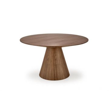 Masa rotunda din MDF si furnir, Hensis Nuc, Ø136xH78 cm