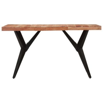 vidaXL Masă de bucătărie, negru, 140x70x76 cm, lemn masiv de acacia