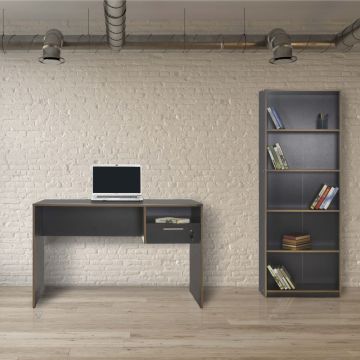 Birou Adore Concept cu sertar cu chei, Alb, Nuc, Sonoma, Lemn Natural, Antracit 120 x 75 x 60 cm
