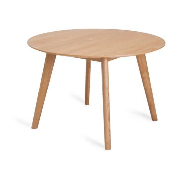 Masă de dining rotundă cu aspect de lemn de stejar ø 115 cm Rho – Unique Furniture
