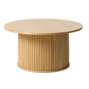 Măsuță de cafea în culoare naturală rotundă cu aspect de lemn de stejar ø 90 cm Nola – Unique Furniture