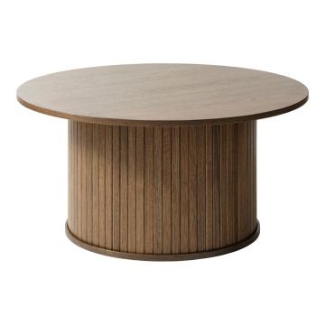 Măsuță de cafea maro rotundă cu aspect de lemn de stejar ø 90 cm Nola – Unique Furniture