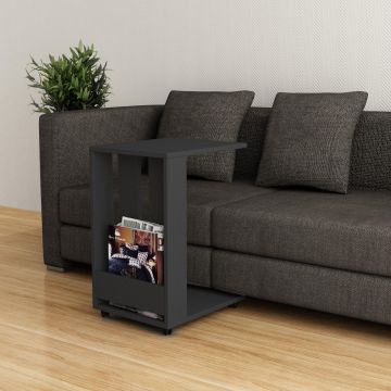 Masuta de Cafea Lateral Selcuk C shape, Gri, 37 x 60 x 45 cm