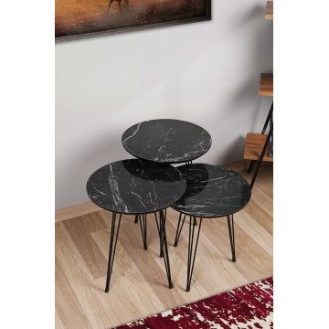 Masuta de Cafea Mime, Negru, 38 x 38 x 55 - 50 - 45 cm