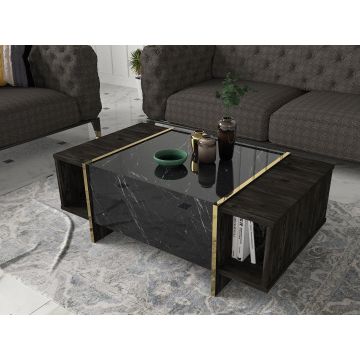 Masuta de cafea Veyron, Negru, 104x38x60 cm