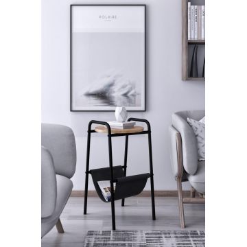 Masuta Lateral Gazy Side Table, Negru, 34 x 60 x 40 cm