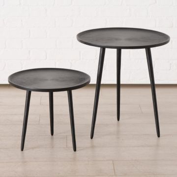 Set 2 masute de colt din Metal Negru D42/50xH38/54cm Clarja