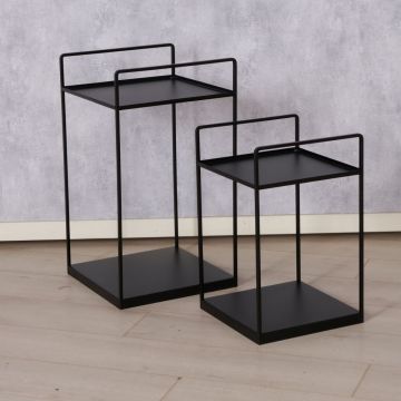 Set 2 masute de colt din Metal Negru L30/35xH48/63cm Como