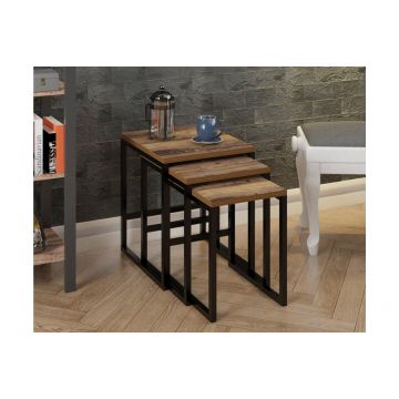 Set Masuta Cafea 3 bucati Macroparad, Negru, 44 x 55 x 40 cm