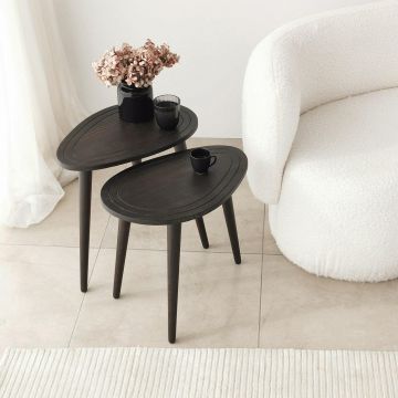 Set Masuta de Cafea, 2 bucati, Lemn Masiv, 50 x 48 x 33 cm