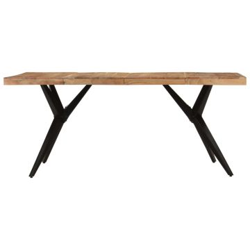 vidaXL Masă de bucătărie, negru, 180x90x77 cm, lemn masiv de acacia