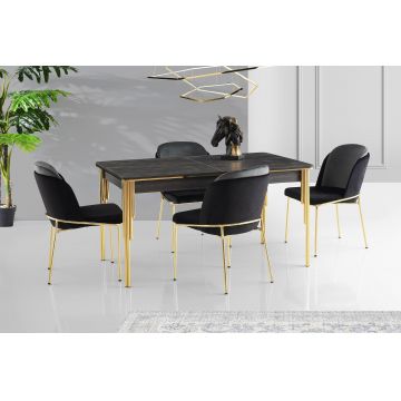 Masă Damla Dining Table, Negru, 146x79x90 cm