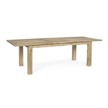 Masa extensibila pentru gradina/terasa Montevideo, Bizzotto, 200/260 x 100 x 78 cm, lemn de tec reciclat/otel