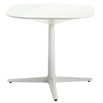 Masa Kartell Multiplo design Antonio Citterio 78x78cm h74cm blat sticla alb