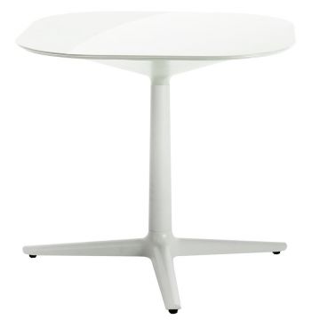 Masa Kartell Multiplo design Antonio Citterio 78x78cm h74cm blat sticla alb