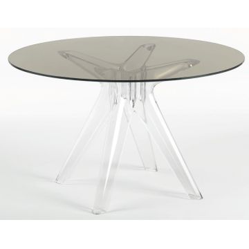 Masa Kartell Sir Gio design Philippe Starck diametru 120cm fumuriu transparent