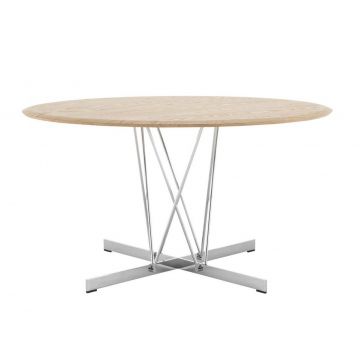 Masa Kartell Viscount of Wood design Philippe Stark d130 cm h72cm baza crom blat frasin