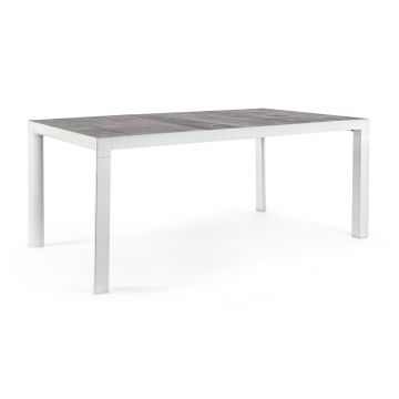 Masa pentru gradina Mason, Bizzotto, 160 x 90 x 74 cm, aluminiu/ceramica, gri