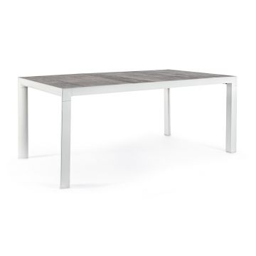 Masa pentru gradina Mason, Bizzotto, 160 x 90 x 74 cm, aluminiu/ceramica, gri