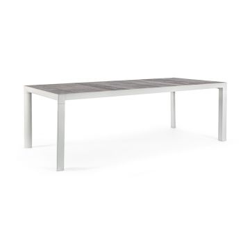 Masa pentru gradina Mason, Bizzotto, 220 x 100 x 74 cm, aluminiu/ceramica, gri