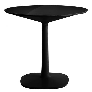 Masa rotunda Kartell Multiplo design Antonio Citterio d78cm h74cm baza patrata blat sticla negru