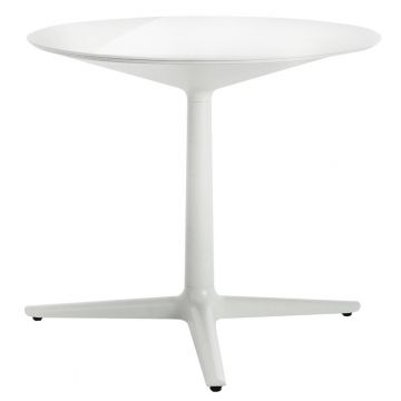 Masa rotunda Kartell Multiplo design Antonio Citterio d78cm h74cm blat sticla alb