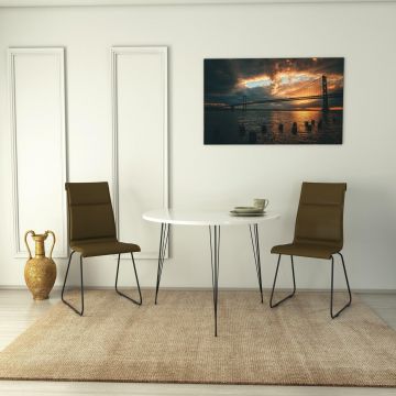 Masa Rotunda Sandalf Table Basic, Alb - Nuc - Negru, 90 x 75 x 90 cm