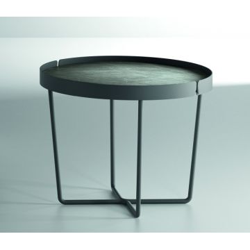 Masuta Dexo Trino diametru 60cm h 45cm baza metalica negru blat ceramic Vulcano Nero