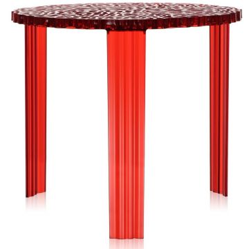 Masuta Kartell T-Table design Patricia Urquiola 50cm h 44cm rosu transparent