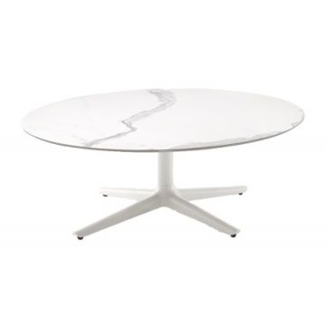 Masuta rotunda Kartell Multiplo Low design Antonio Citterio d118cm h43cm blat cu finisaj marmura alb