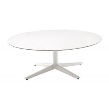 Masuta rotunda Kartell Multiplo Low design Antonio Citterio d118cm h43cm blat sticla alb