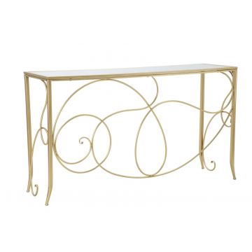 Consola din metal si sticla Art Auriu, l140xA40xH80 cm