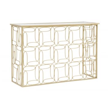 Consola din metal si sticla, Bubbles Auriu, l120xA40xH81 cm
