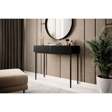 Consola din pal, MDF si metal, cu 2 sertare, Nicole 100-2SZ Negru, l100xA41xH82 cm