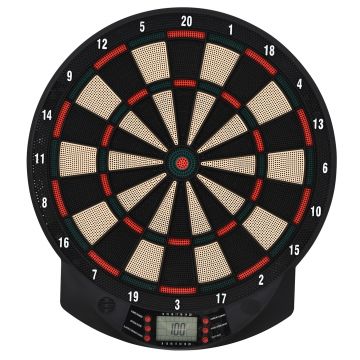 HOMCOM Tinta electronica pentru darts din PP cu 6 Sageti si Panou de Scor pentru Puncte, 44x39.5x2.2cm, Negru