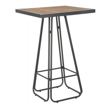 Masa de bar din lemn si metal Dublin Square Natural / Gri inchis, L70xl70xH106 cm