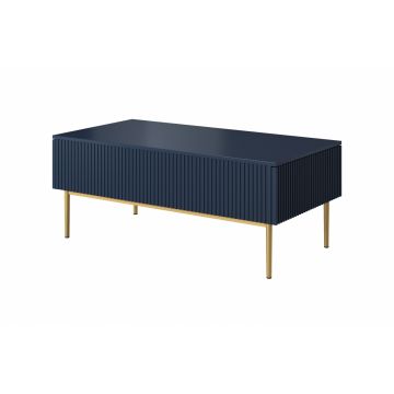 Masa de cafea din pal, MDF si metal, cu 2 sertare, Nicole 120-2SZ Auriu, L120xl60xH48 cm