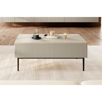 Masa de cafea din pal, MDF si metal, cu 2 sertare, Nicole 120-2SZ Negru, L120xl60xH48 cm