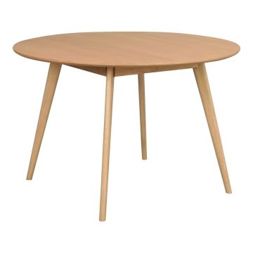 Masă de dining rotundă cu blat cu aspect de lemn de stejar 115x115 cm Yumi - Rowico