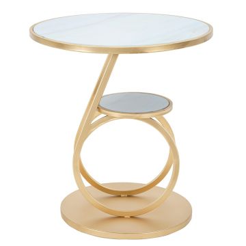 Masuta de cafea Ring Double, Mauro Ferretti, Ø 55x60 cm, fier, auriu