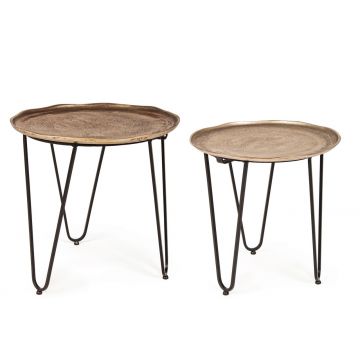 Set 2 masute de cafea Amira, Bizzotto, 47x46 cm, otel/aluminiu