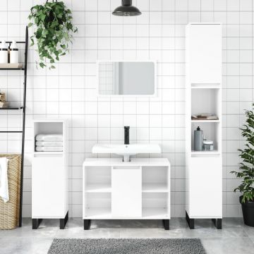 vidaXL Dulap pentru baie, alb extralucios, 80x33x60 cm, lemn compozit