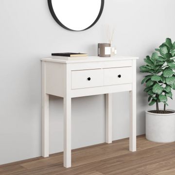 vidaXL Masă consolă, alb, 70x35x75 cm, lemn masiv de pin